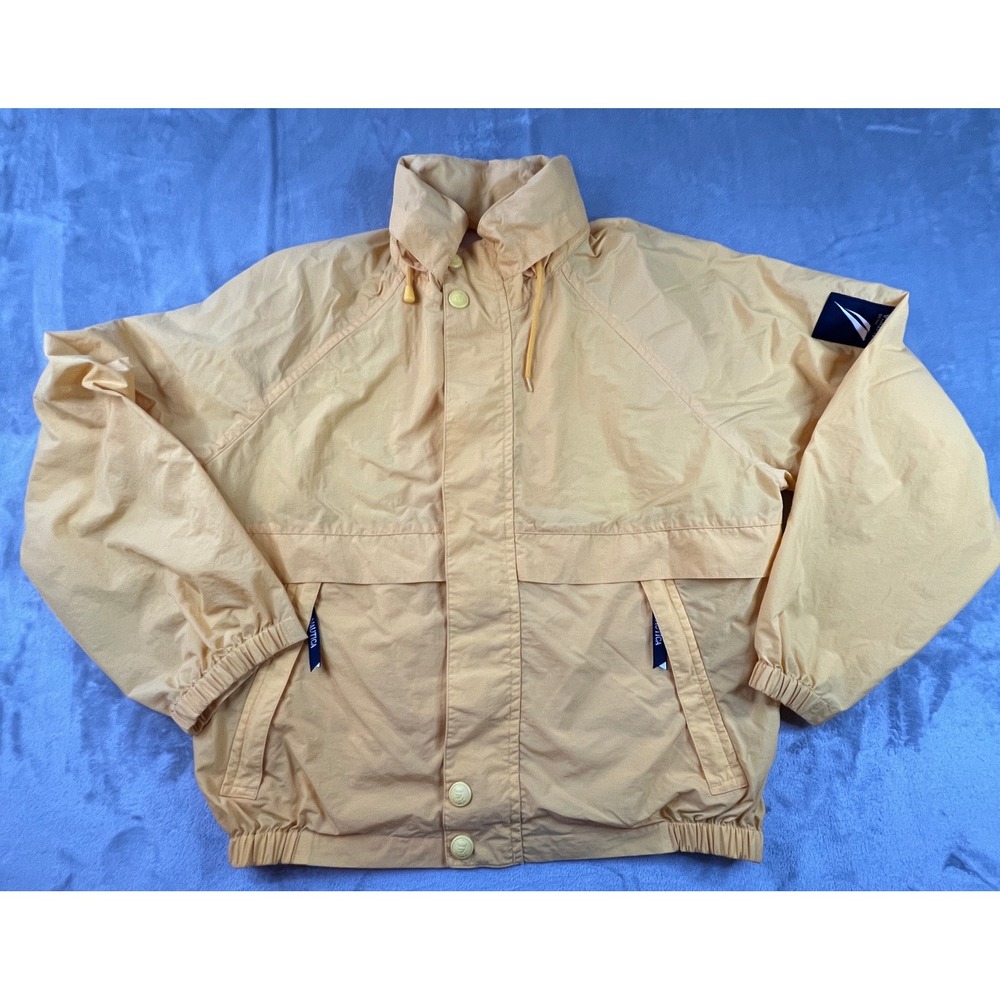 Nautica Windbreaker Jacket Mens Large Yellow Full Zip Mesh Lined NS-83